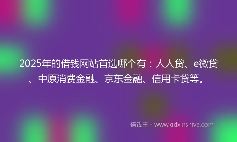 2025年的借钱网站首选哪个有：人人贷、e微贷、中原消费金融、京东金融、信用卡贷等。