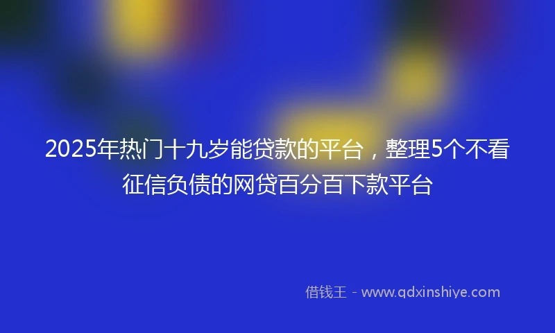 2025年热门十九岁能贷款的平台，整理5个不看征信负债的网贷百分百下款平台