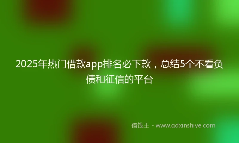 2025年热门借款app排名必下款，总结5个不看负债和征信的平台