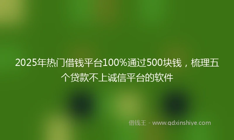 2025年热门借钱平台100%通过500块钱，梳理五个贷款不上诚信平台的软件