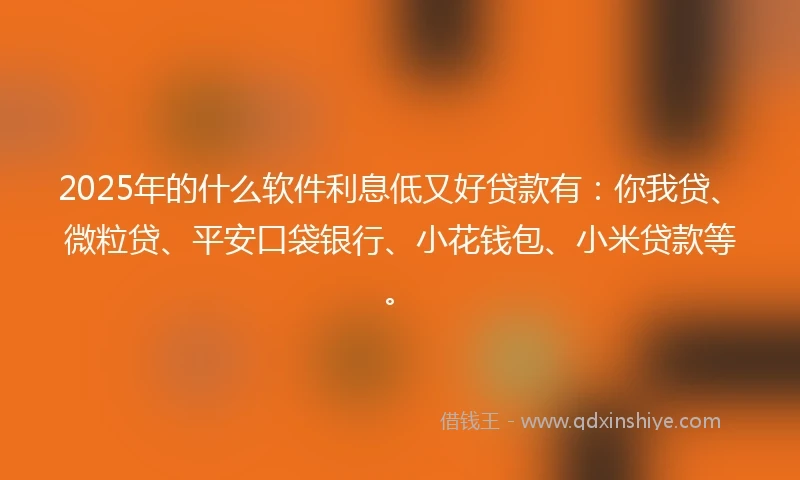 2025年的什么软件利息低又好贷款有：你我贷、微粒贷、平安口袋银行、小花钱包、小米贷款等。