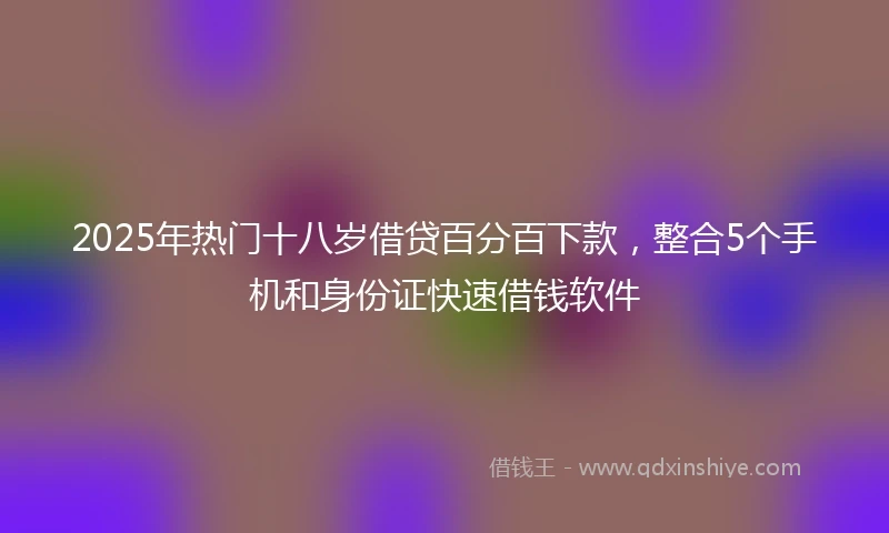 2025年热门十八岁借贷百分百下款，整合5个手机和身份证快速借钱软件