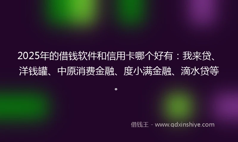 2025年的借钱软件和信用卡哪个好有：我来贷、洋钱罐、中原消费金融、度小满金融、滴水贷等。