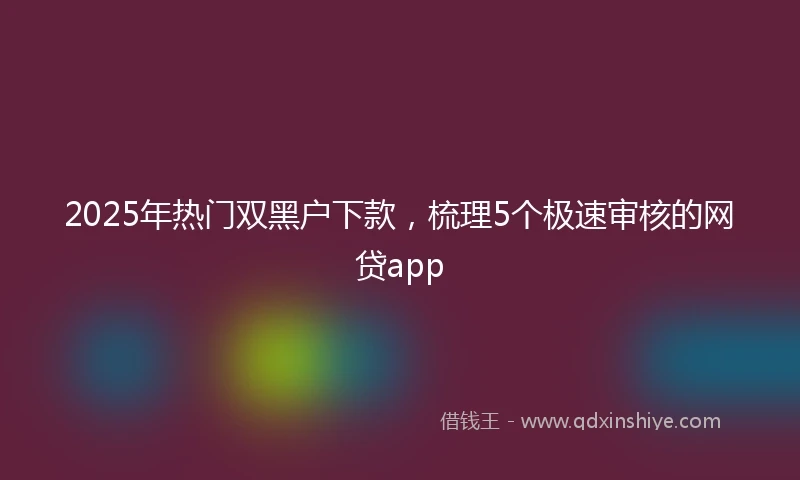 2025年热门双黑户下款，梳理5个极速审核的网贷app