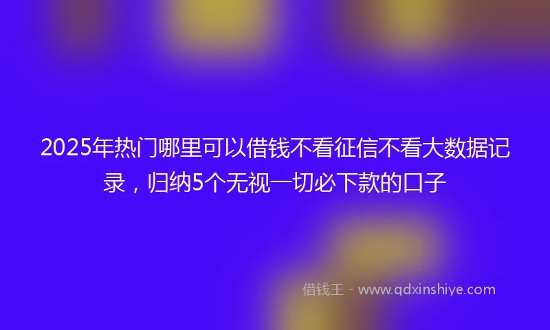 2025年热门哪里可以借钱不看征信不看大数据记录，归纳5个无视一切必下款的口子
