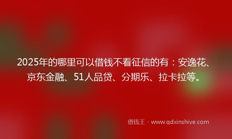 2025年的哪里可以借钱不看征信的有：安逸花、京东金融、51人品贷、分期乐、拉卡拉等。