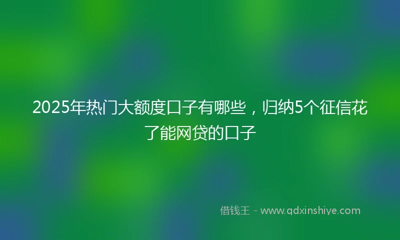 2025年热门大额度口子有哪些，归纳5个征信花了能网贷的口子