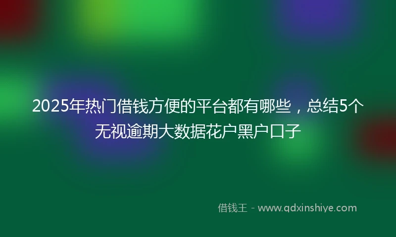 2025年热门借钱方便的平台都有哪些，总结5个无视逾期大数据花户黑户口子