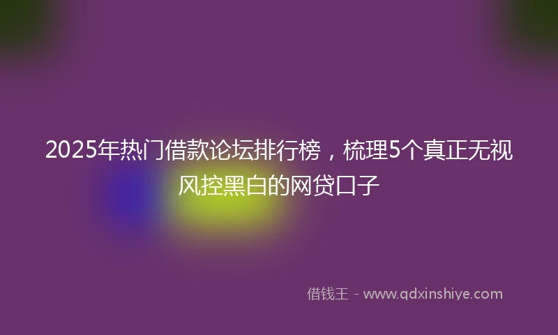 2025年热门借款论坛排行榜，梳理5个真正无视风控黑白的网贷口子