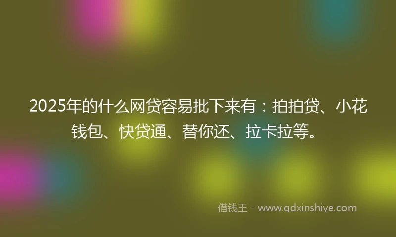 2025年的什么网贷容易批下来有：拍拍贷、小花钱包、快贷通、替你还、拉卡拉等。