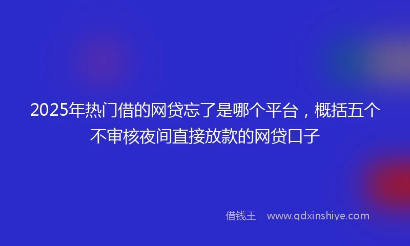 2025年热门借的网贷忘了是哪个平台，概括五个不审核夜间直接放款的网贷口子