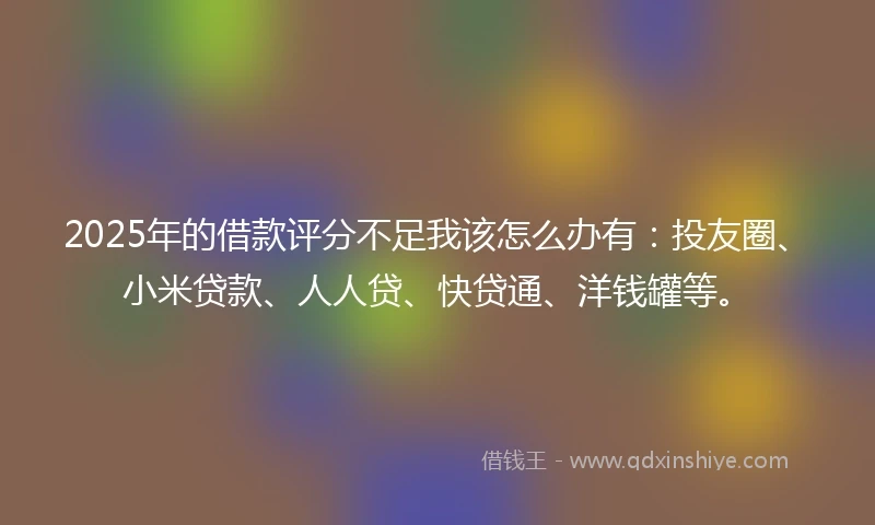 2025年的借款评分不足我该怎么办有:投友圈、小米贷款、人人贷、快贷通、洋钱罐等。
