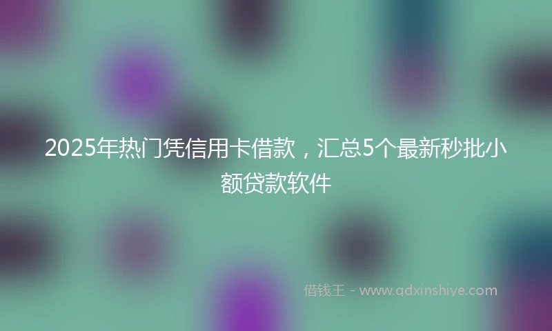 2025年热门凭信用卡借款,汇总5个最新秒批小额贷款软件