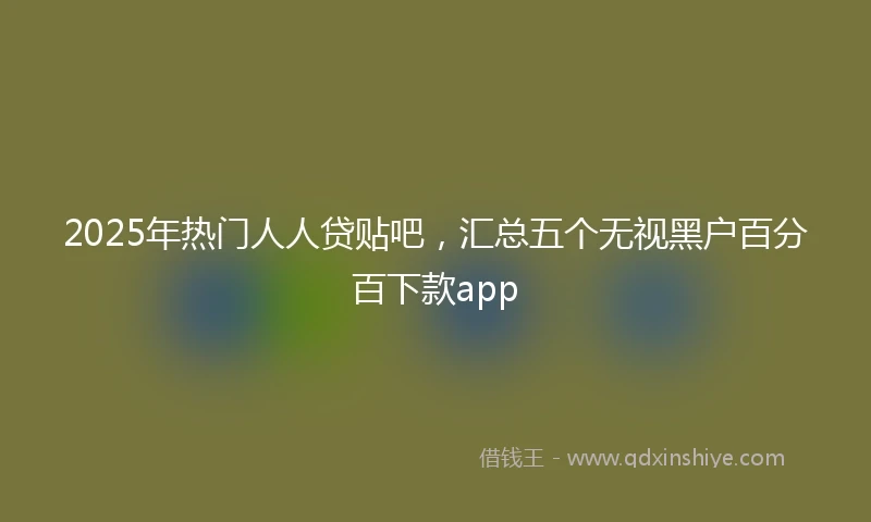 2025年热门人人贷贴吧，汇总五个无视黑户百分百下款app