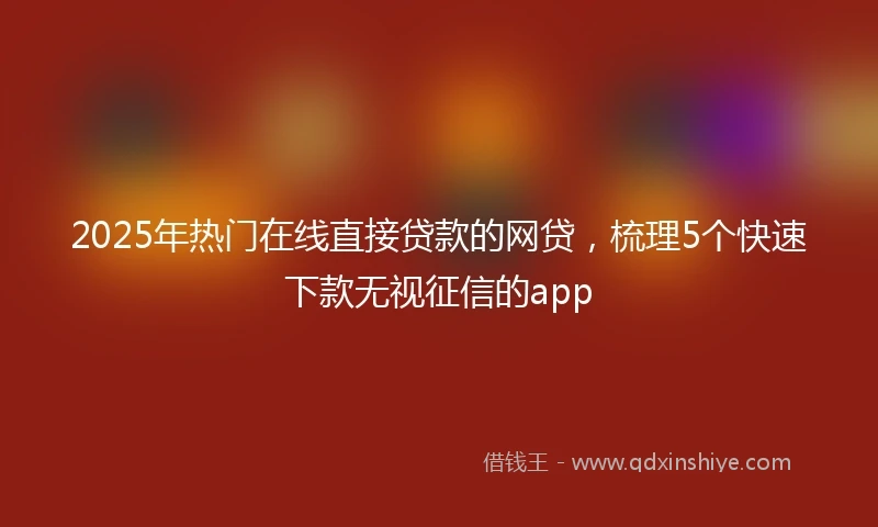 2025年热门在线直接贷款的网贷，梳理5个快速下款无视征信的app