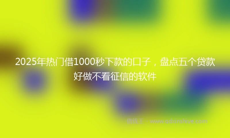 2025年热门借1000秒下款的口子，盘点五个贷款好做不看征信的软件