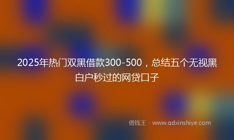 2025年热门双黑借款300-500，总结五个无视黑白户秒过的网贷口子