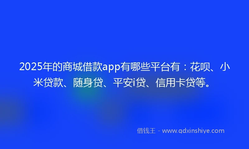 2025年的商城借款app有哪些平台有：花呗、小米贷款、随身贷、平安i贷、信用卡贷等。