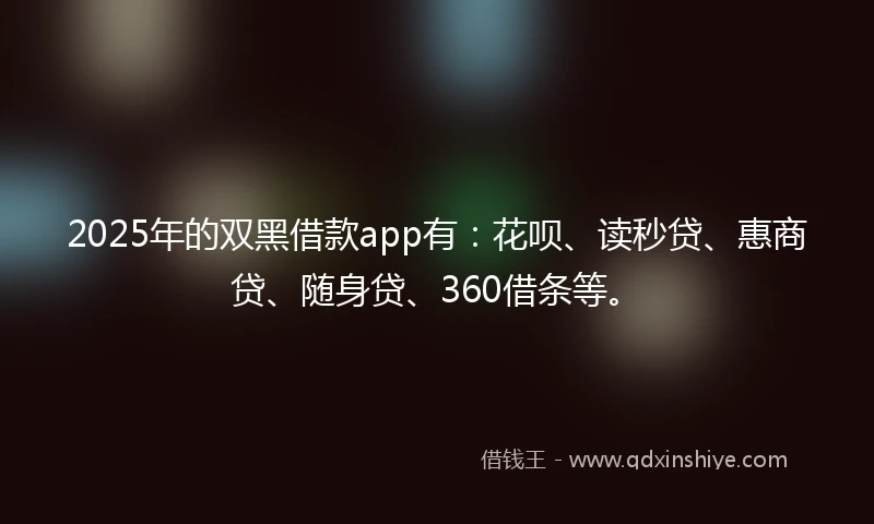 2025年的双黑借款app有：花呗、读秒贷、惠商贷、随身贷、360借条等。