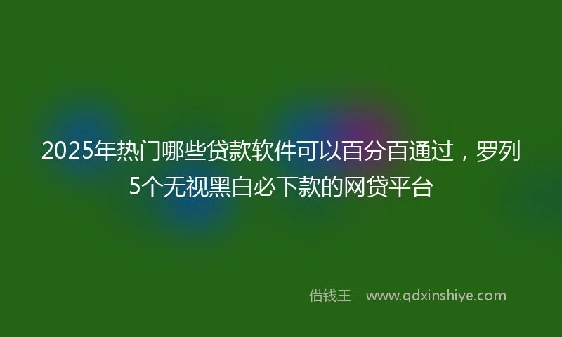 2025年热门哪些贷款软件可以百分百通过，罗列5个无视黑白必下款的网贷平台