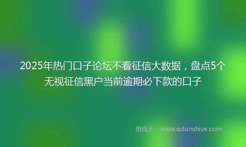 2025年热门口子论坛不看征信大数据，盘点5个无视征信黑户当前逾期必下款的口子