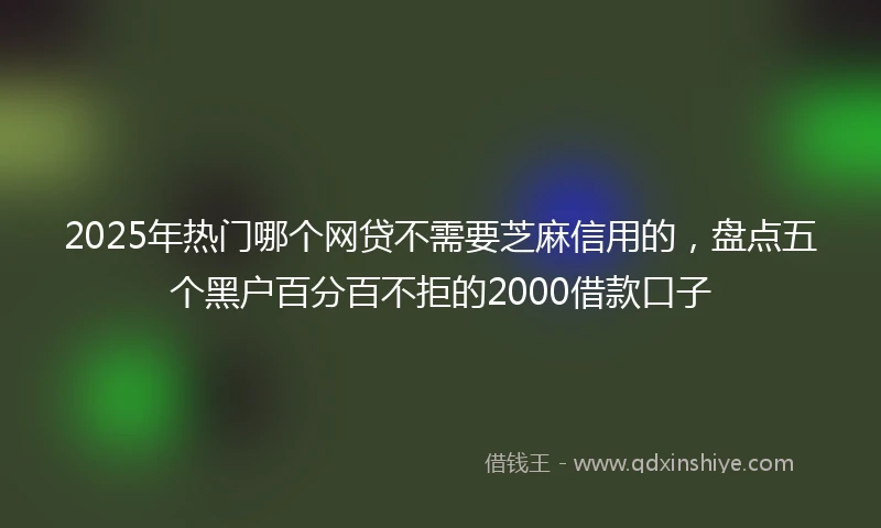 2025年热门哪个网贷不需要芝麻信用的，盘点五个黑户百分百不拒的2000借款口子
