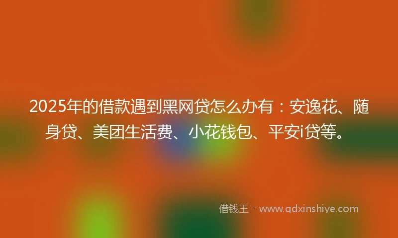 2025年的借款遇到黑网贷怎么办有：安逸花、随身贷、美团生活费、小花钱包、平安i贷等。