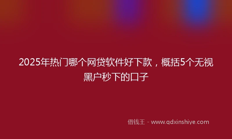 2025年热门哪个网贷软件好下款，概括5个无视黑户秒下的口子