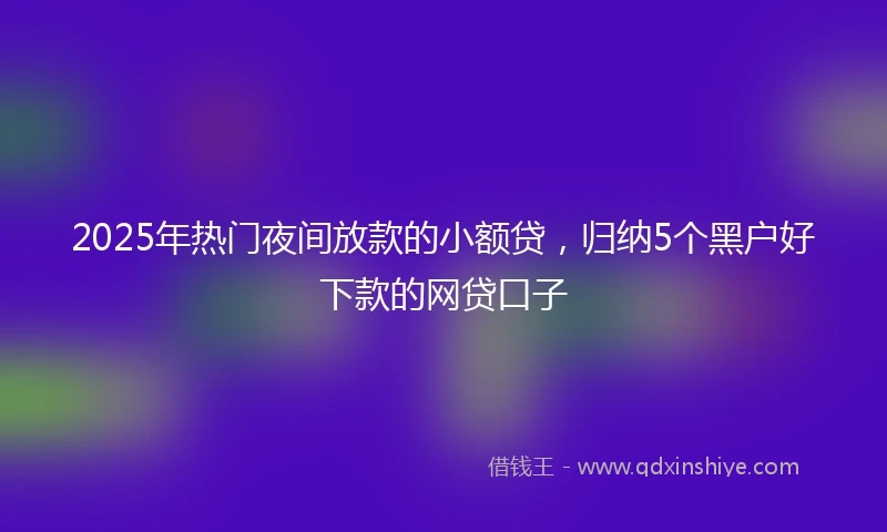 2025年热门夜间放款的小额贷，归纳5个黑户好下款的网贷口子