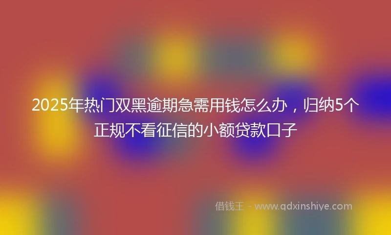 2025年热门双黑逾期急需用钱怎么办,归纳5个正规不看征信的小额贷款口子