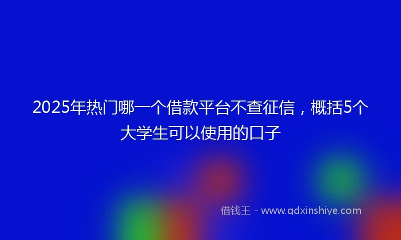 2025年热门哪一个借款平台不查征信，概括5个大学生可以使用的口子