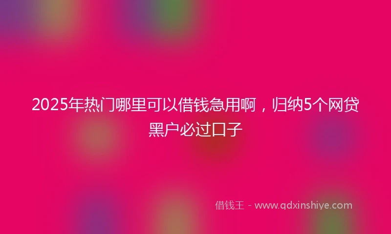 2025年热门哪里可以借钱急用啊，归纳5个网贷黑户必过口子