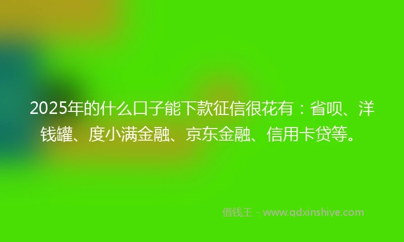 2025年的什么口子能下款征信很花有：省呗、洋钱罐、度小满金融、京东金融、信用卡贷等。