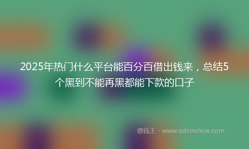 2025年热门什么平台能百分百借出钱来,总结5个黑到不能再黑都能下款的口子