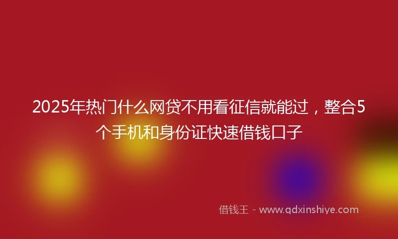 2025年热门什么网贷不用看征信就能过，整合5个手机和身份证快速借钱口子