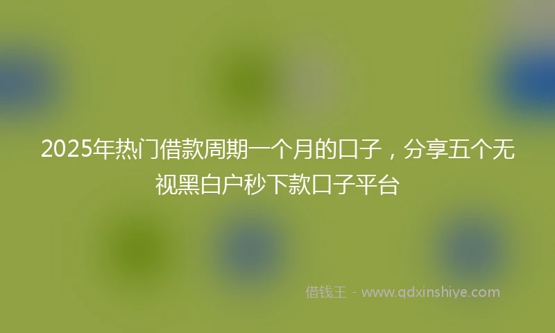 2025年热门借款周期一个月的口子，分享五个无视黑白户秒下款口子平台