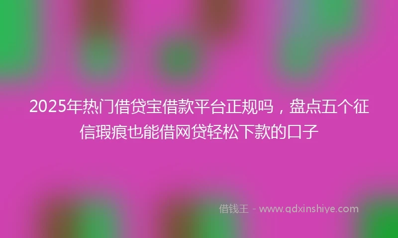 2025年热门借贷宝借款平台正规吗，盘点五个征信瑕疵也能借网贷轻松下款的口子