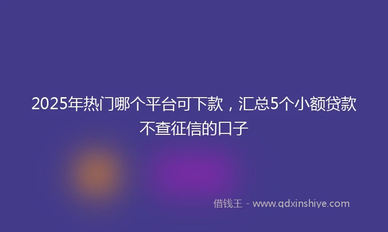 2025年热门哪个平台可下款，汇总5个小额贷款不查征信的口子