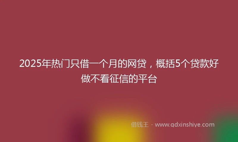 2025年热门只借一个月的网贷，概括5个贷款好做不看征信的平台