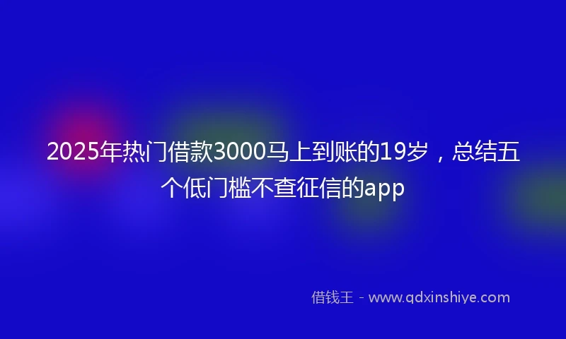 2025年热门借款3000马上到账的19岁，总结五个低门槛不查征信的app
