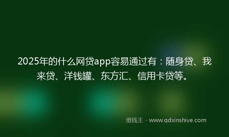 2025年的什么网贷app容易通过有：随身贷、我来贷、洋钱罐、东方汇、信用卡贷等。