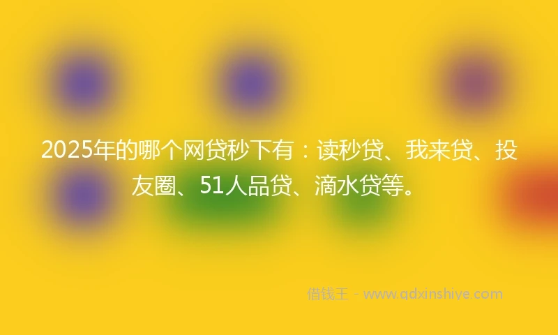 2025年的哪个网贷秒下有：读秒贷、我来贷、投友圈、51人品贷、滴水贷等。