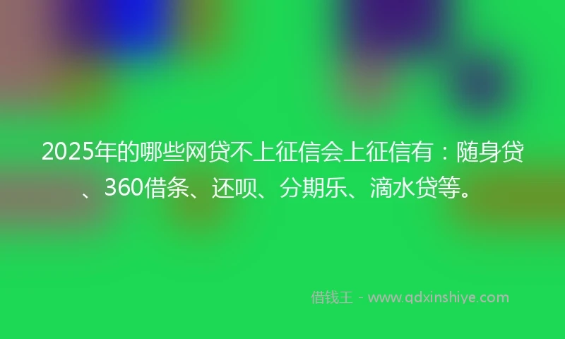 2025年的哪些网贷不上征信会上征信有：随身贷、360借条、还呗、分期乐、滴水贷等。