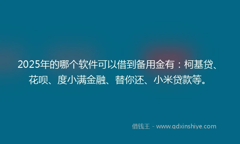 2025年的哪个软件可以借到备用金有:柯基贷、花呗、度小满金融、替你还、小米贷款等。