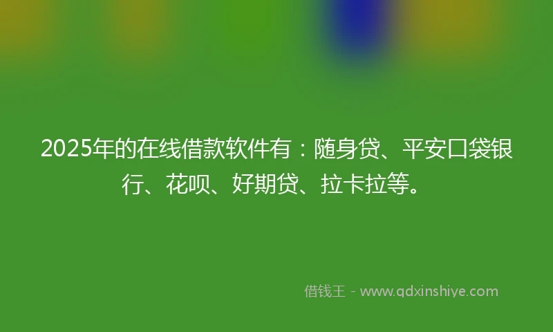 2025年的在线借款软件有：随身贷、平安口袋银行、花呗、好期贷、拉卡拉等。