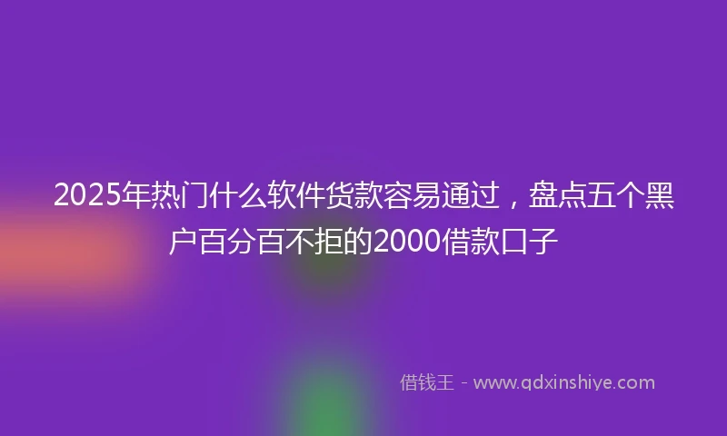 2025年热门什么软件货款容易通过，盘点五个黑户百分百不拒的2000借款口子