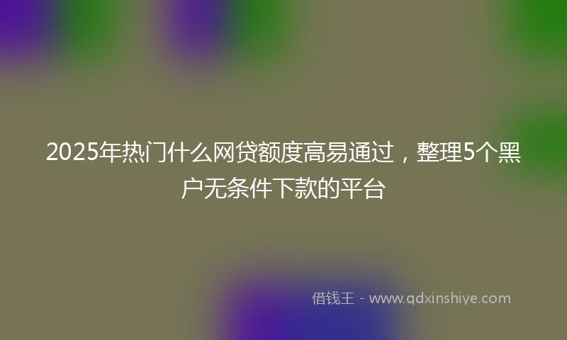 2025年热门什么网贷额度高易通过，整理5个黑户无条件下款的平台