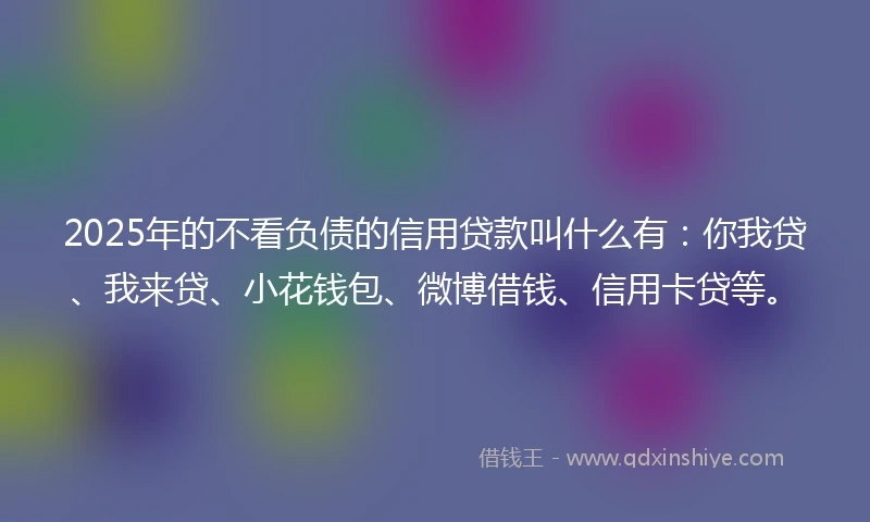 2025年的不看负债的信用贷款叫什么有:你我贷、我来贷、小花钱包、微博借钱、信用卡贷等。