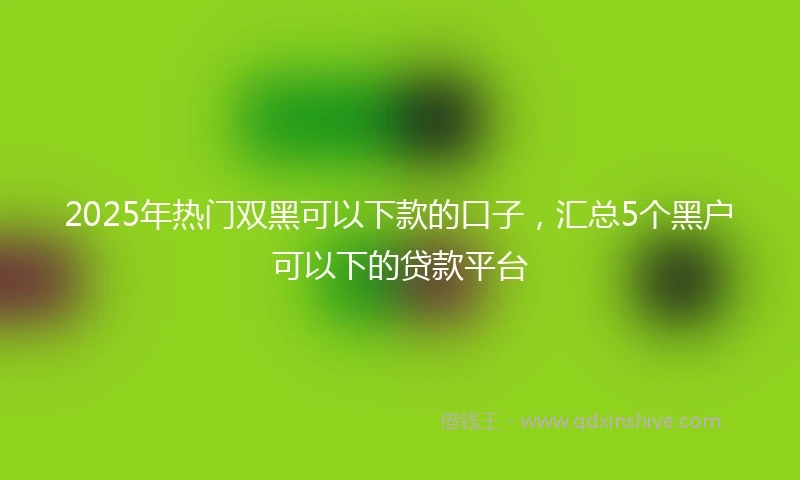 2025年热门双黑可以下款的口子，汇总5个黑户可以下的贷款平台