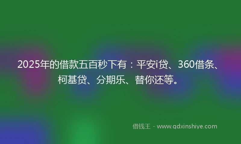 2025年的借款五百秒下有：平安i贷、360借条、柯基贷、分期乐、替你还等。